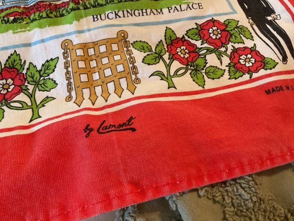 Vintage souvenir linen tea dish towel London buildings  Lamont cotton L1705