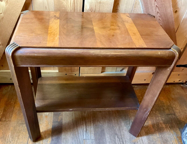 Vtg antique Art Deco wood wooden side end table waterfall