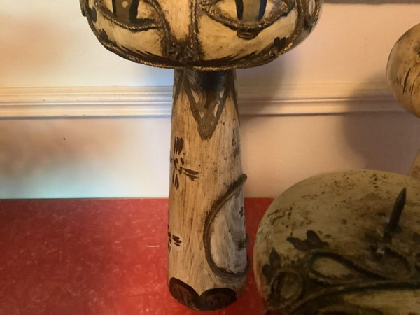 Vtg lot 3 mid century modern retro wood wooden Cat Candle holders candelabra