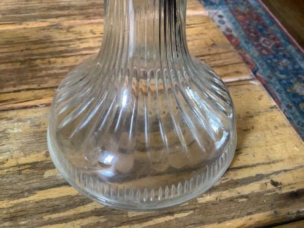  Vintage antique Clear Glass Oil Lamp Chimney Queen Anne Burner