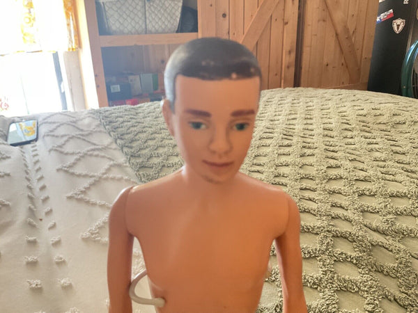 Vintage Barbie Ken Doll MCMLX 1960 Early Flocked Hair Brunette