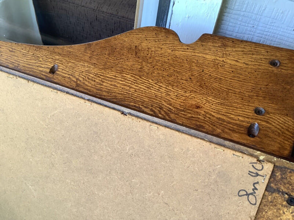 Vtg  wood wooden entryway hallway wall MIRROR shelf mail holder mid century mcm