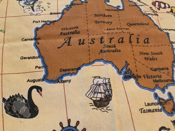 AUSTRALIA TEA TOWEL VINTAGE AUSTRALIAN CITIES THEME 18x28