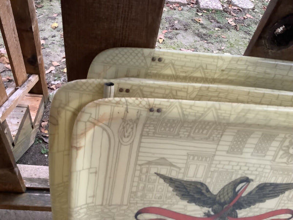 Vintage Mid Century Modern Fiberglass Folding TV Trays Eagle Retro  Set/4 Quaker