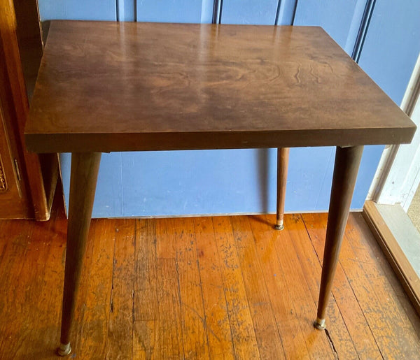 Solid Mid Century Modern Design Walnut Cube End Table  Formica Top
