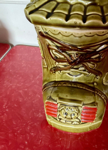 Vtg Cookie Jar  canister  " Old Lady Who Lived In A Shoe" Nursery Rhyme Japan