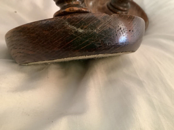 Pair  Brass oak Wood “ BARLEY TWIST” Candlesticks candle holder Vintage antique