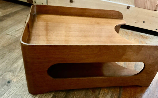VTG Wood Office File Desk tiered Paper Tray Holder MCM mid century modern mcm