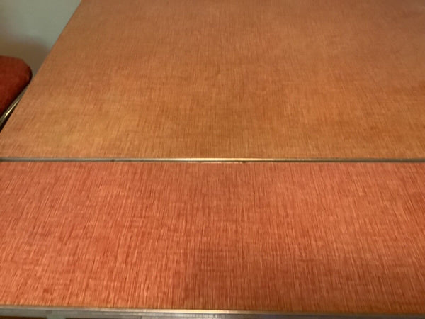 Vtg   pink Chrome Formica Dining kitchen Table Mid Century Modern leaves chairs