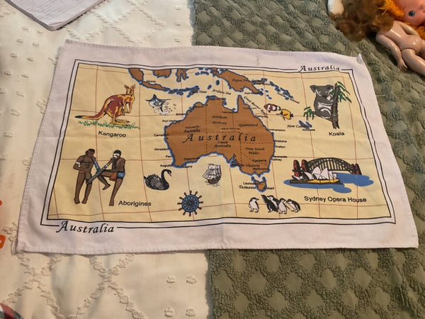 AUSTRALIA TEA TOWEL VINTAGE AUSTRALIAN CITIES THEME 18x28