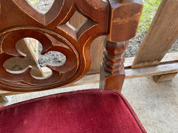 Antique Vintage Gothic Stanley wood Revival Jacobean Dining Side Chair