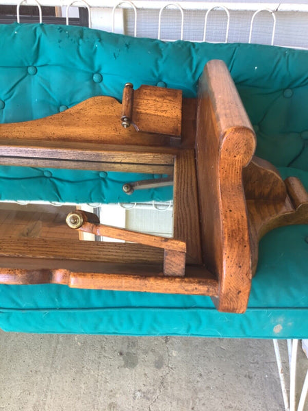 Vtg  wood wooden entryway hallway wall MIRROR shelf mail holder mid century mcm