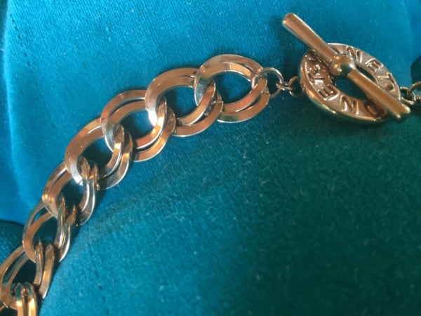 Monet Vintage Chain Necklace choker Brushed Gold Shiny Linked Chunky Signed