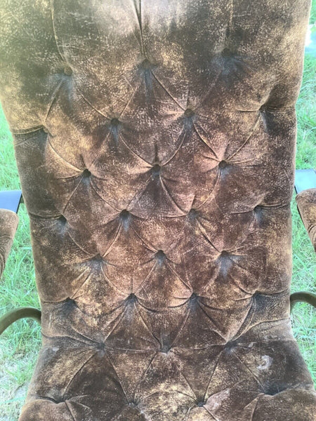 Vtg mcm Neoclassic Rocking Chair by Lee Woodard Metal Frame Velvet mid century