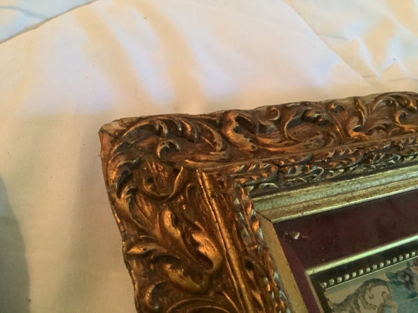 PAIR deep MATCHING ANTIQUE VICTORIAN GILT GESSO Leaf CARVED WOOD PICTURE FRAMES