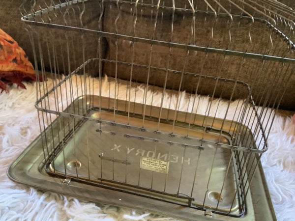 Vtg  HENDRYX PAT DATE 1905  ANTIQUE BIRD CAGE birdcage brass wire door swing