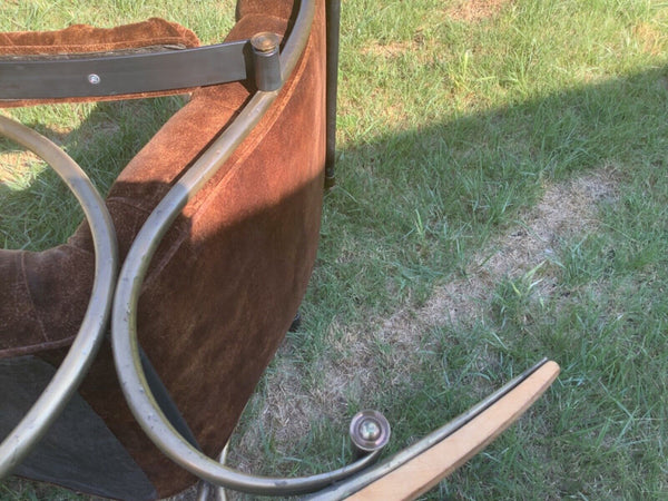 Vtg mcm Neoclassic Rocking Chair by Lee Woodard Metal Frame Velvet mid century