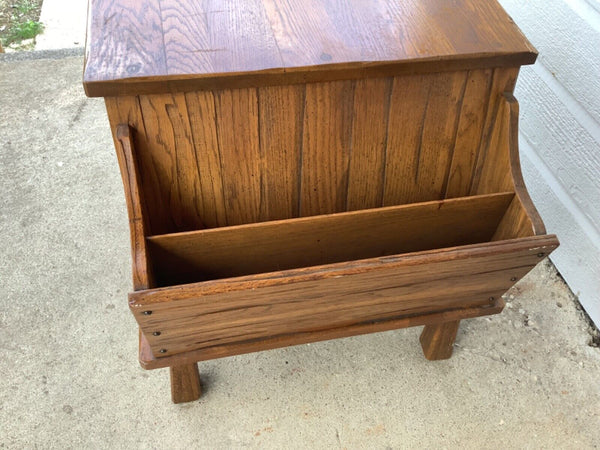 Vtg BRANDT Ranch Oak Magazine Rack side End Table nightstand Model #3224 drawers