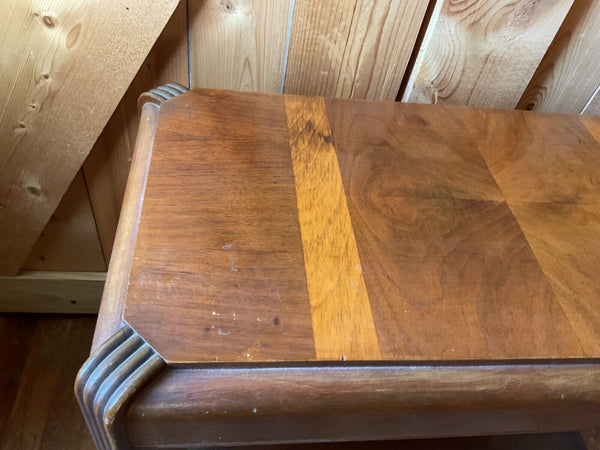Vtg antique Art Deco wood wooden side end table waterfall