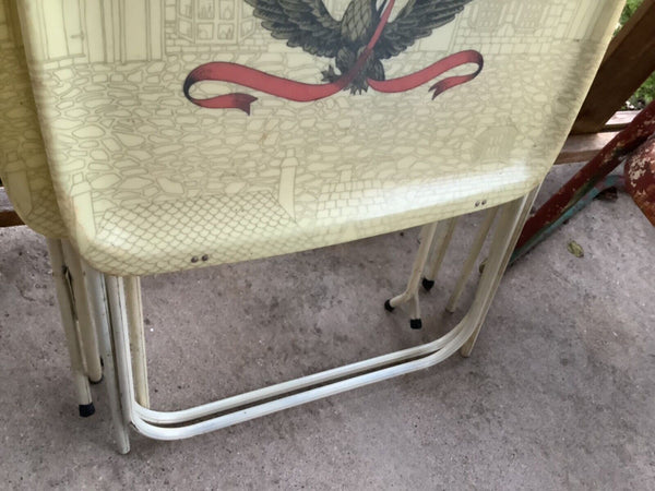 Vintage Mid Century Modern Fiberglass Folding TV Trays Eagle Retro  Set/4 Quaker