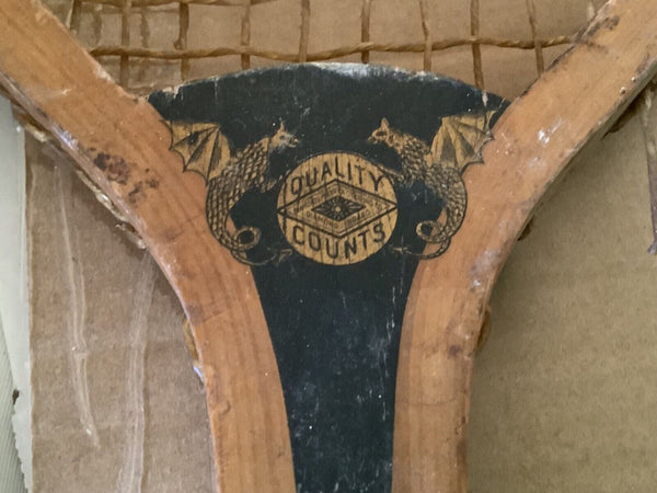 RARE ANTIQUE vintage  DIAMOND WOOD TENNIS RACKET racquet early 1900s