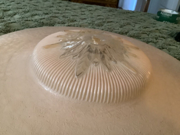 Vtg Large 1930’s Art Deco Pink Glass 16" Ceiling light fixture Shade starburst