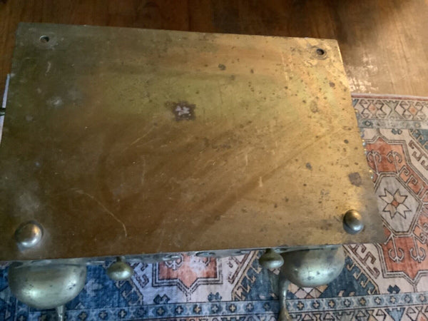 Antique 19th Century Victorian Brass Fireplace Footman Trivet Stool Bench