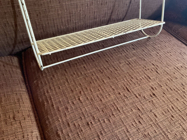VTG Metal mesh wire 3 Tiered Wall Mid Century Modern White Shelf towel rack mcm