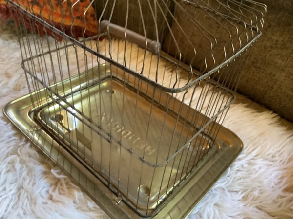 Vtg  HENDRYX PAT DATE 1905  ANTIQUE BIRD CAGE birdcage brass wire door swing