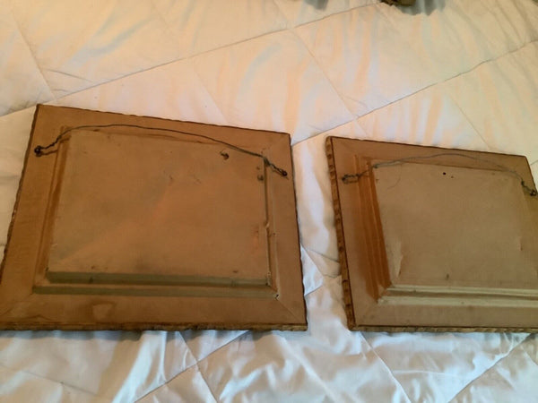 PAIR deep MATCHING ANTIQUE VICTORIAN GILT GESSO Leaf CARVED WOOD PICTURE FRAMES
