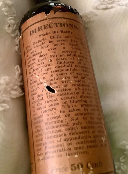Vtg Mendenhall's Malaria Chill and Fever Tonic Amber Glass Bottle label full