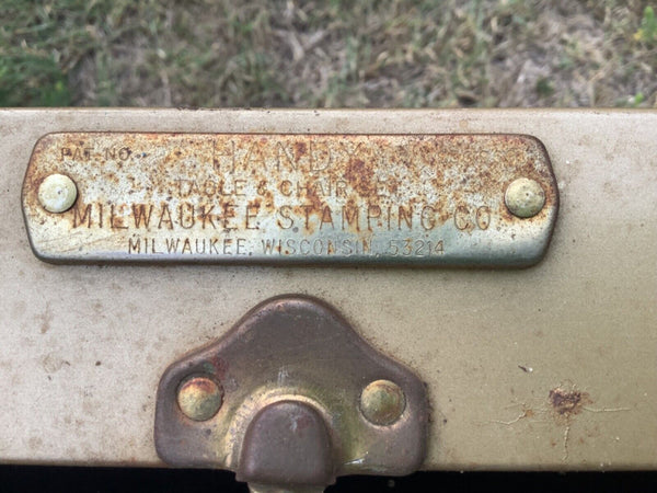 Vtg "Handy" Suitcase Folding Picnic Table  Chair  Milwaukee Stamping Co. camping
