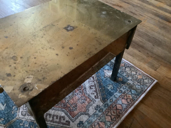Antique 19th Century Victorian Brass Fireplace Footman Trivet Stool Bench