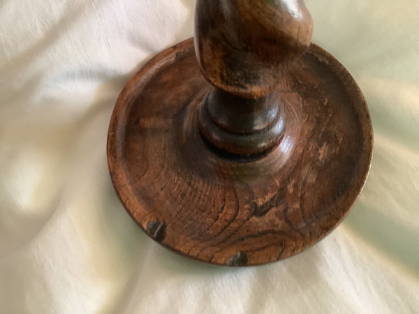 Pair Of  oak Wood “ BARLEY TWIST” Candlesticks candle holder Vintage antique