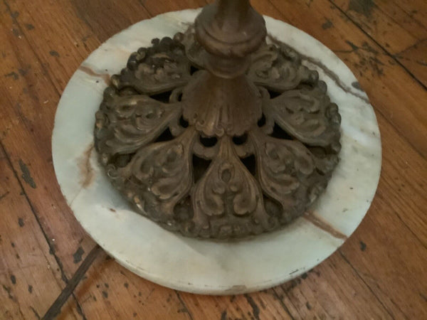 Vtg ANTIQUE ART NOUVEAU ART DECO BRIDGE ARM FLOOR LAMP red Ruby shade marble