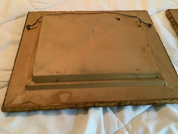 PAIR deep MATCHING ANTIQUE VICTORIAN GILT GESSO Leaf CARVED WOOD PICTURE FRAMES