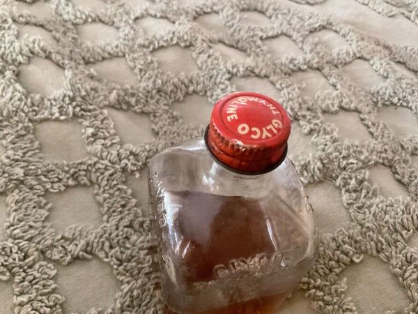 Vintage GLYCO-THYMOLINE Apothecary Embossed Medicine  Bottle Antique glass