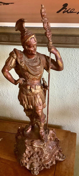 Antique Vtg Statue Roman Soldier Figure statue cast metal