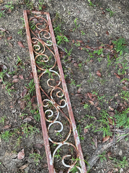 VTG mid century Cast Iron porch Railing Architectural Salvage Rail scrolled