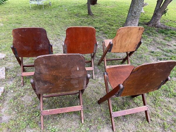Vtg Mid Century 1940s US Norco American Seating Company Wooden Folding Chairs
