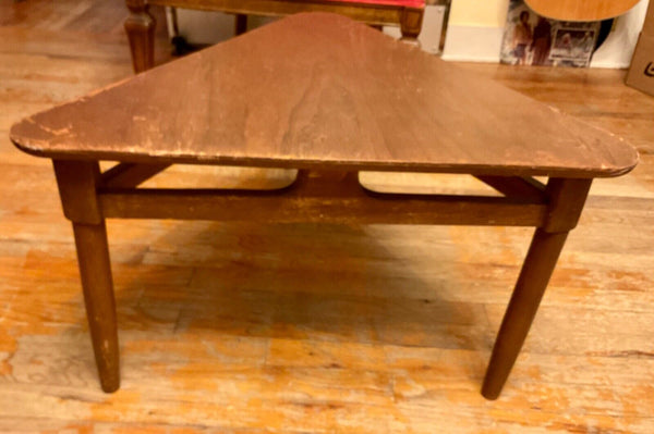 Vintage Mid Century modern retro wood Triangle Guitar Pick End Table side accent