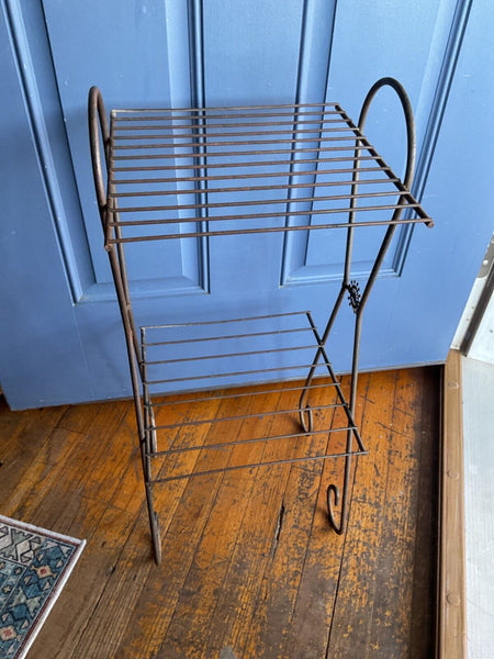 Vtg Metal Wire tiered Shelf Rack Plant Stand Mid Century MCM Atomic plantstand 1