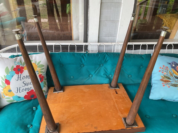 Solid Mid Century Modern Design Walnut Cube End Table  Formica Top