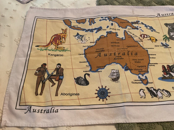AUSTRALIA TEA TOWEL VINTAGE AUSTRALIAN CITIES THEME 18x28