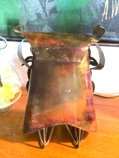 Vtg Brutalist Metal tin Owl Sculpture mid century Curtis Jere copper brass mcm