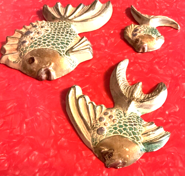 Vintage chalk Chalkware Set Of 3 Fish Wall Art mid century modern mcm retro