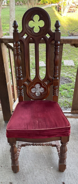 Antique Vintage Gothic Stanley wood Revival Jacobean Dining Side Chair