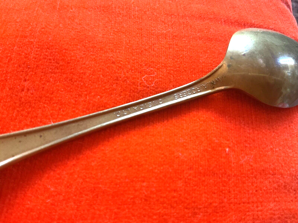 Vintage Wm Rogers Oneida Spoon Egyptian Revival Scarab Gold brass