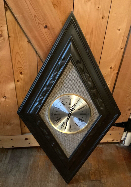 Vtg Mid Century Modern Wall Clock Elgin Diamond Shape MCM Atomic TESTED Vintage