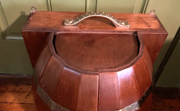 Vintage Wood Mini Whiskey Barrel Bar Cabinet Hanging Countertop Glasses Tumblers